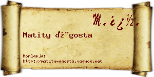 Matity Ágosta névjegykártya